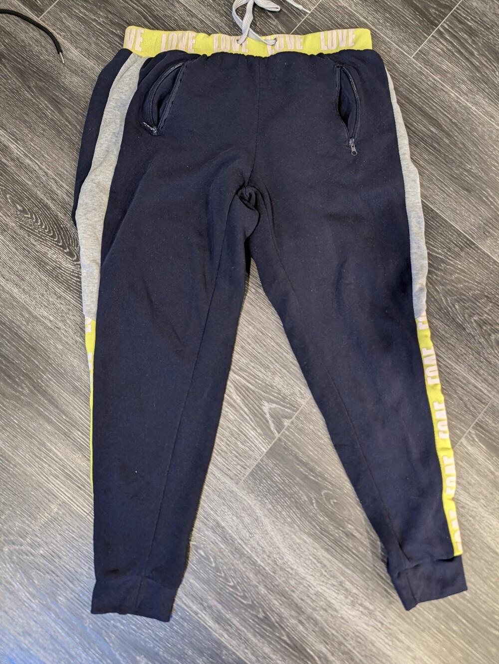 New Look Black Joggers with Gray Panels and Yellow Trim